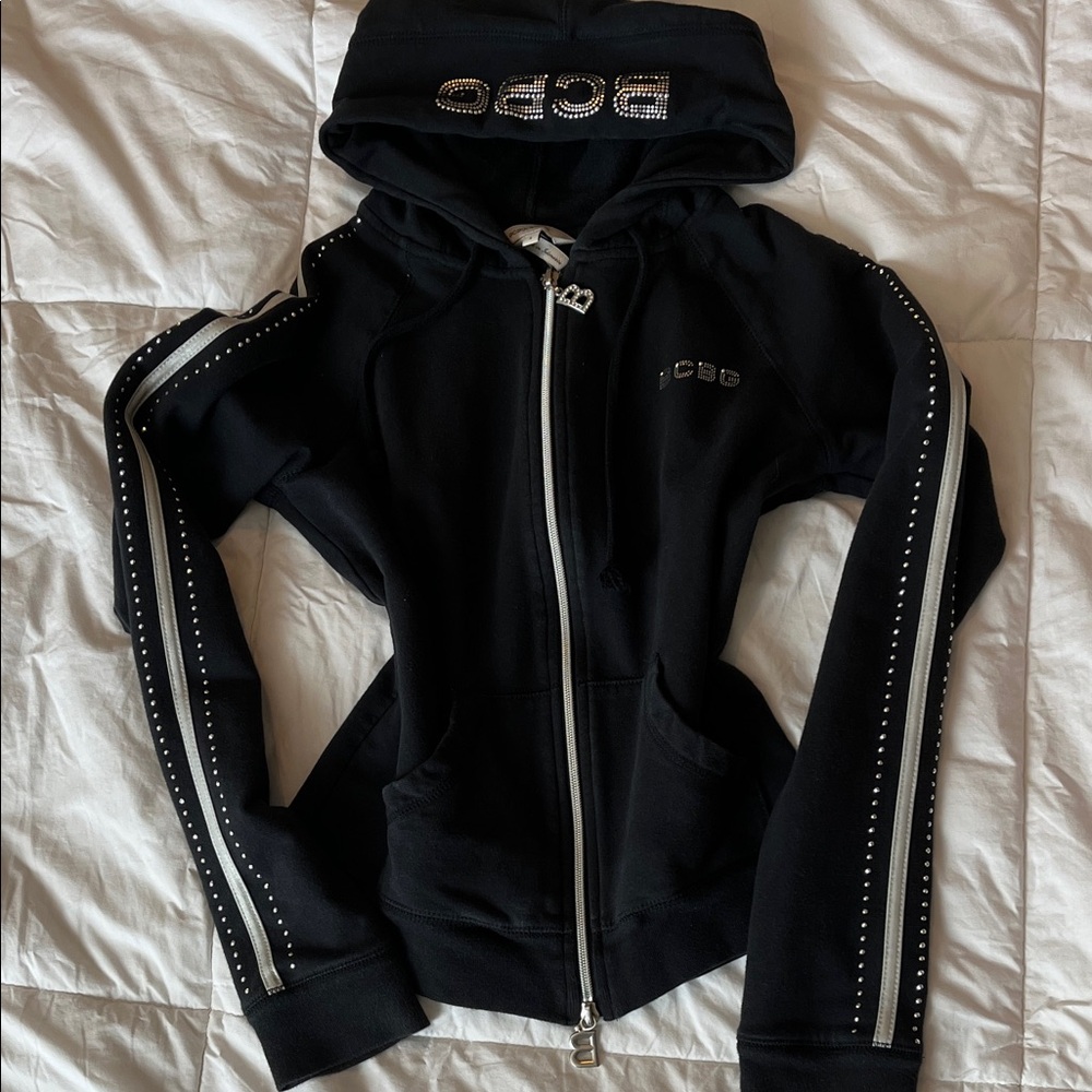 BCBG Black y2k crop Jacket with Rhinestone